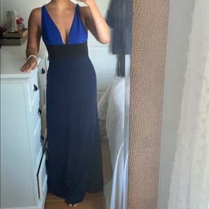 Jill Stuart blue multi color block gown